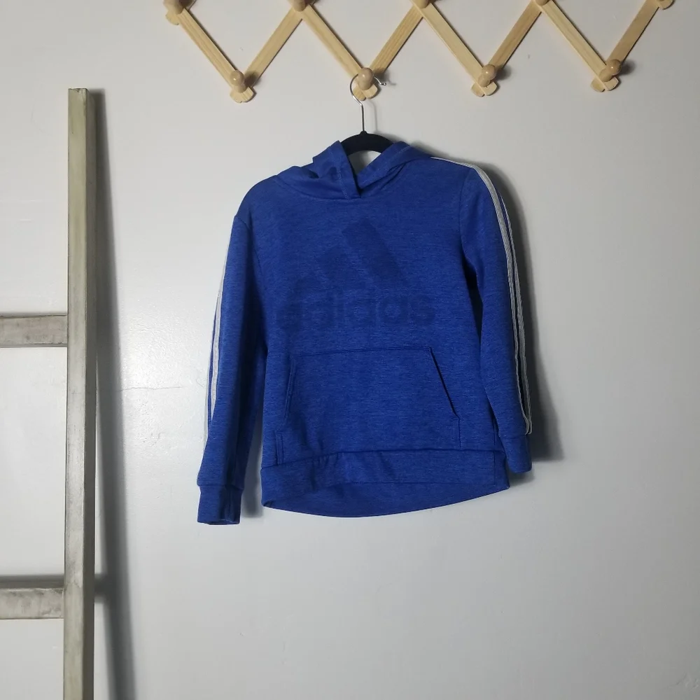 ADIDAS BOY'S BLUE AND WHITE HOODIE SIZE 6
